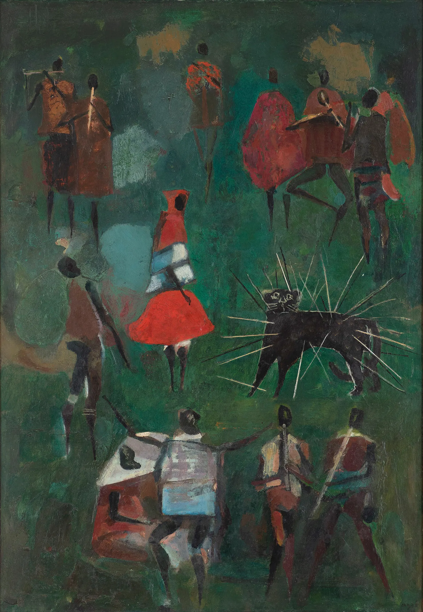 Hector Carybé - Os verdes e os vermelhos - 1962 - Óleo sobre aglomerado de madeira - 88 x 61 cm. (1)