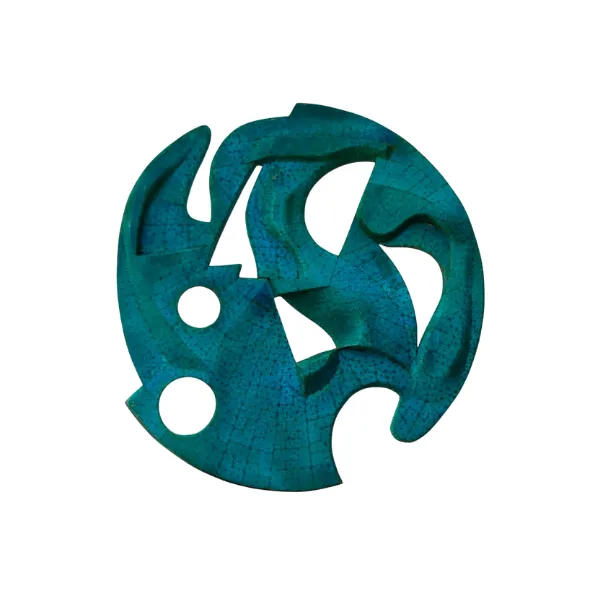Paulo Laender - Mandala Verde Vazado - Relevo: Madeira esculpida revestida com chapas de cobre patinadas e verniz - 160 (diam.) x 08 ( esp.) cm - 2008.