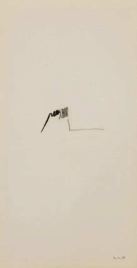 Mira Schendel - Sem título - 1965 - Assinada no canto inferior direito - Óleo sobre papel arroz - 47 x 23 cm.(1)