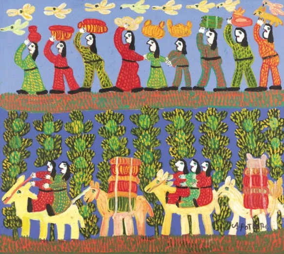 Antonio Poteiro - Retirantes, da série 80 anos - Óleo sobre tela - Assinado no verso - 90 x 100 cm.