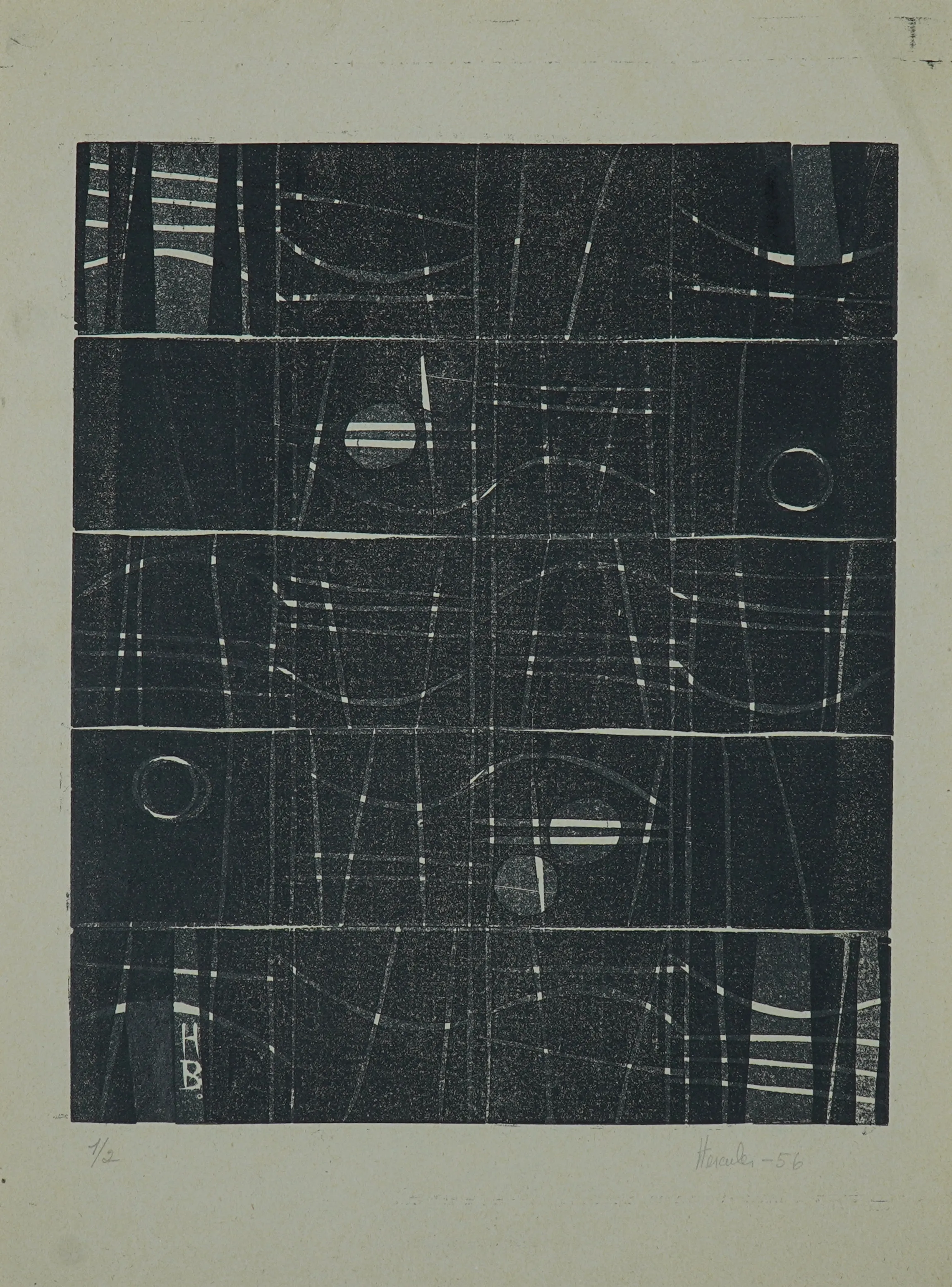 Hércules Barsotti - Sem título - 1956 - Xilogravura - 1/2 - Assinado canto inferior direito - 33 x 24 cm.(1)
