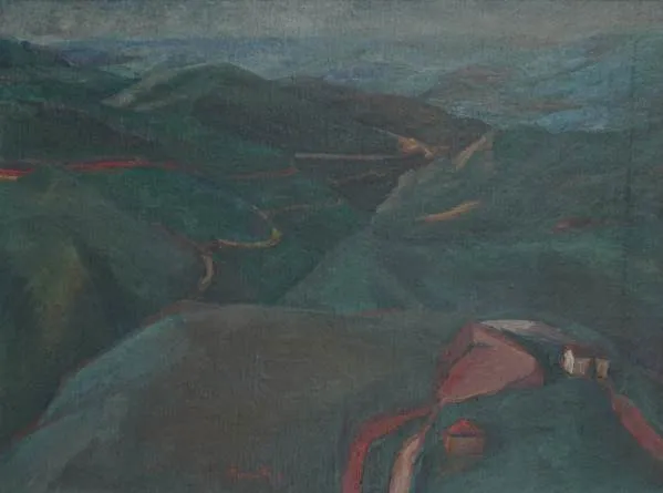 Ivan Marquetti - Montanhas e estradas - 1964 - Óleo sobre Tela - Assinado meio inferior - 60 x 81 cm.(1)
