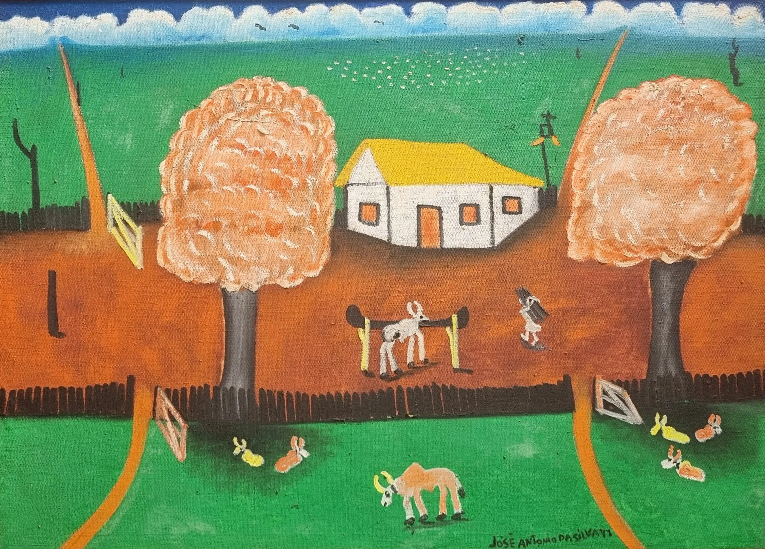 JOSE ANTONIO DA SILVA -Paisagem Rural -1971 - 70 X100 - OST -CID - Sem moldura.