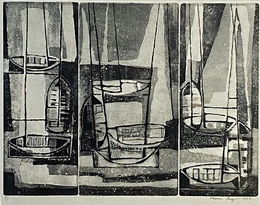 Rossini Perez - Barcos - Gravura em metal - 1955 - Ed. 9/10 52 x 66 cm (ME) | 36 x 48cm (MI) - Ass. inf. dir. (1)