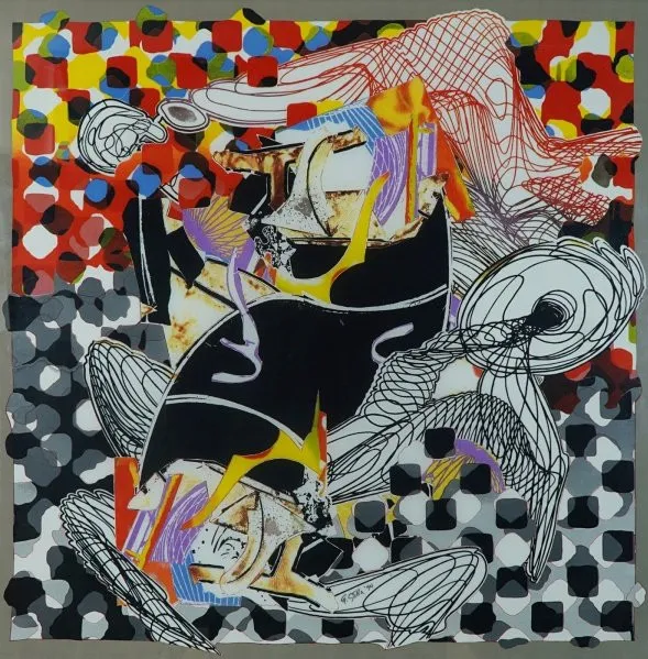 Frank Stella - The wale-watch - impressão em silk sobre crepe chinês - 1994 - 135 x 135