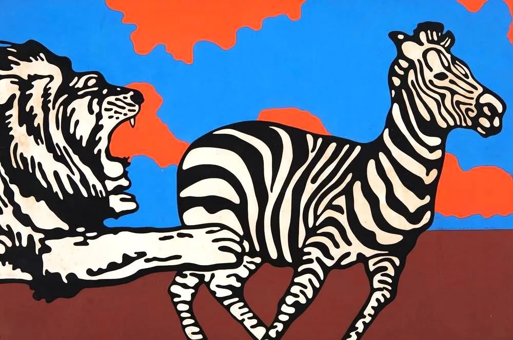 Leão e zebra